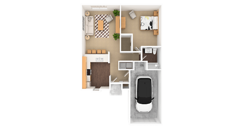Opal 1 Bedroom 1 Bathroom Duplex, 863 sq. ft., at Barton Farms Apartments and Duplexes in Greenwood, IN 46143